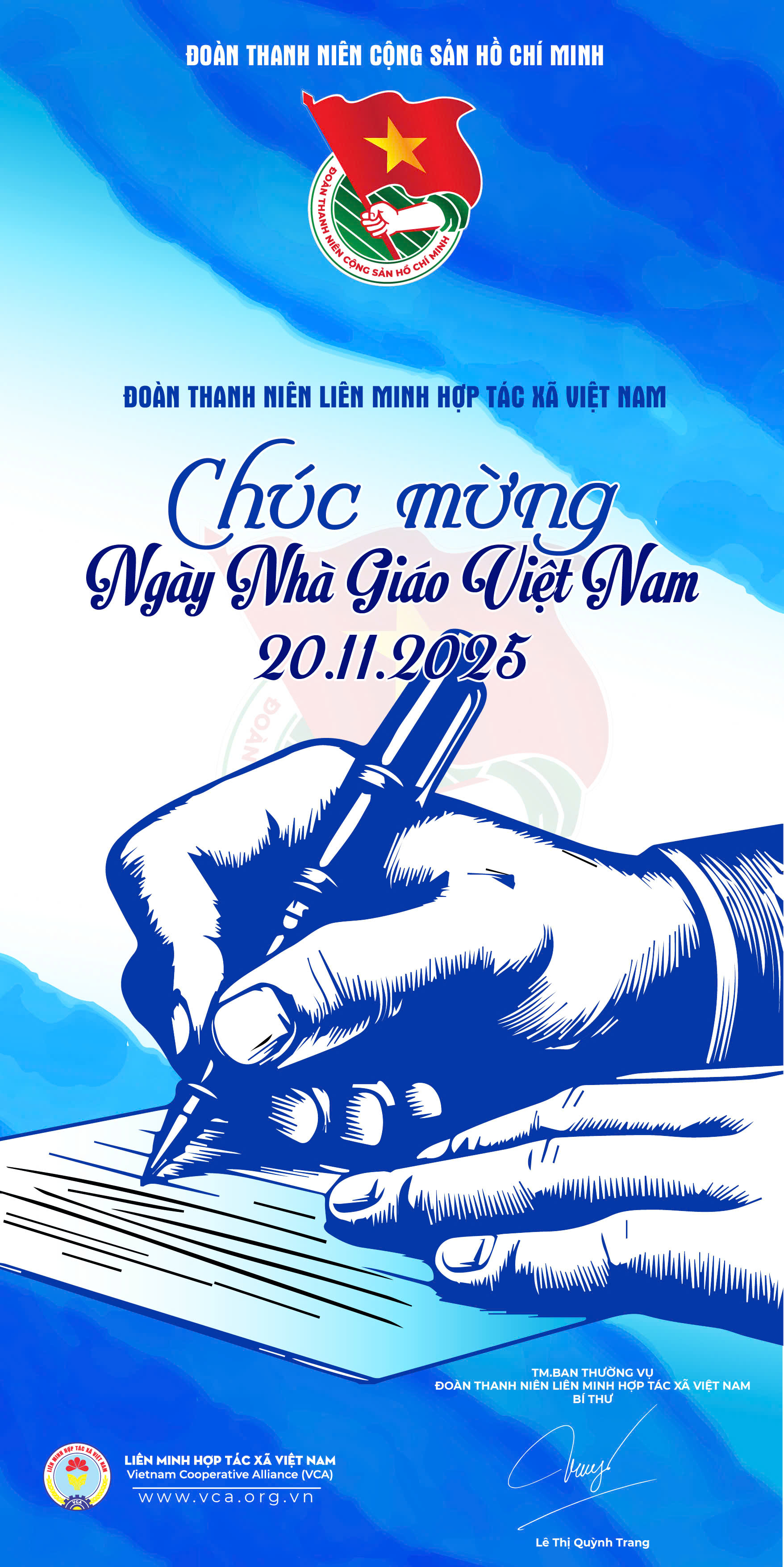 Đoàn thanh niên Liên minh Hợp tác xã Việt Nam chúc mừng Ngày Nhà giáo Việt Nam 20/11